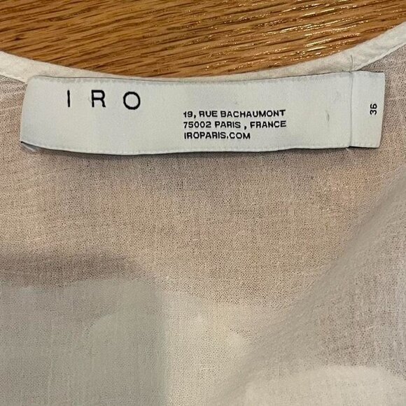 IRO designer white ruffled cotton dress crochet ruffle detail luxury S - Picture 8 of 8